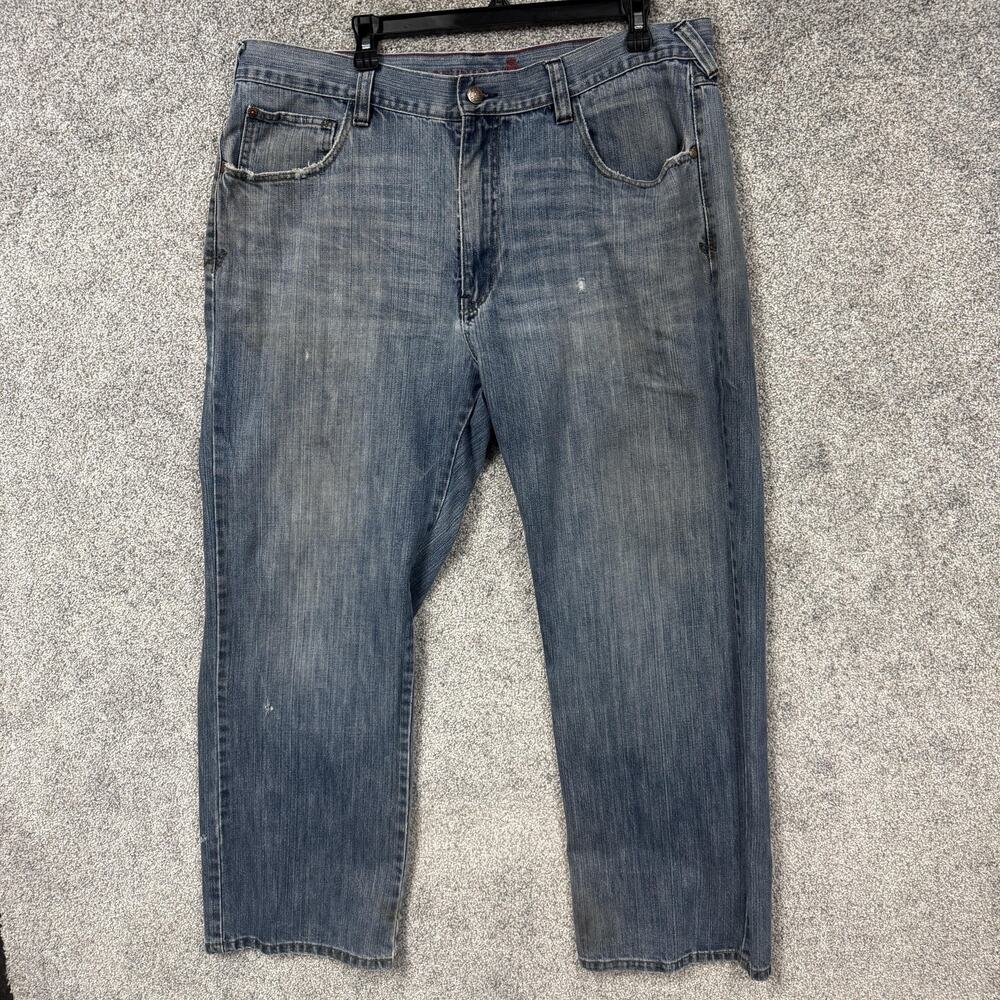Reunion Baron Relaxed Jeans Mens 38x29 Blue Distressed Denim Workwear Classic